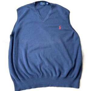 Polo Ralph Lauren Navy Pima Cotton Sweater Vest XXL Red Pony Logo